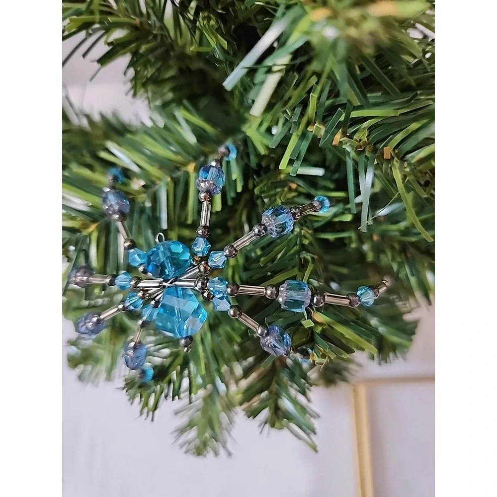 Christmas Spider Ornament Hand Crafted One Of A‎ Kind Baby Blue And Silver